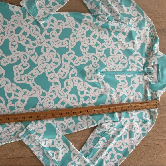 San Soleil Womens Half Zip Pullover Blue White Medium - Picture 2 of 4